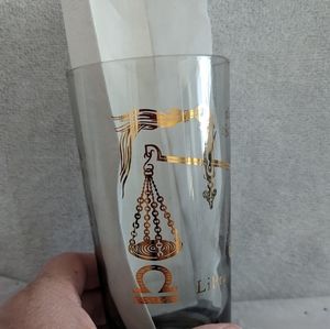 18kt Gold Libra Astrology sign glass